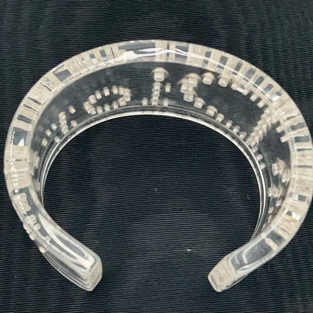 Dior Silver Studded Clear Cuff Bracelet w/COA! Gorgeous! Excellent Condition! - Picture 7 of 10